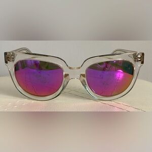 WARBY PRKER WOMENS CLEAR FRAME PINK MIRRORED LENS SUNGLASSES (SUN OR SNOW)
